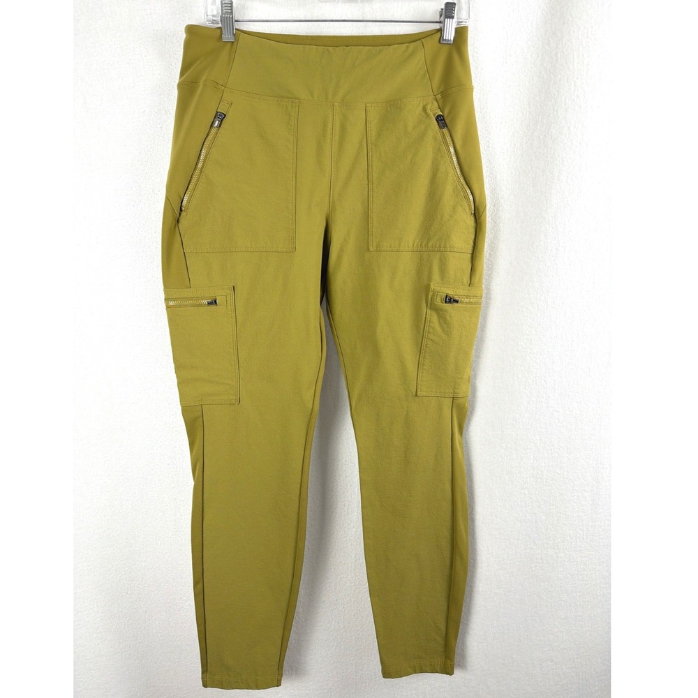 Athleta Headlands Hybrid Cargo II Tight Pants Olive Green Sz 12 Gorp Chartreuse